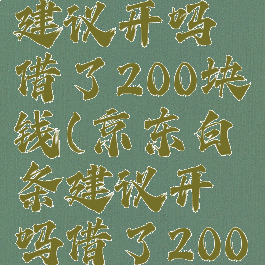 京东白条建议开吗借了200块钱(京东白条建议开吗借了200块钱还款)