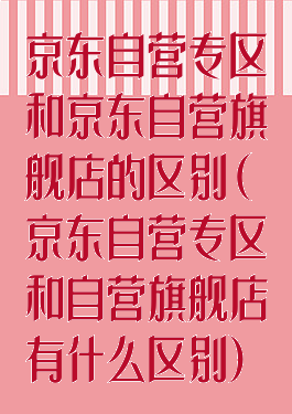 京东自营专区和京东自营旗舰店的区别(京东自营专区和自营旗舰店有什么区别)