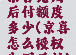京喜先用后付额度多少(京喜怎么授权先用后付)