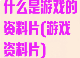 什么是游戏的资料片(游戏资料片)