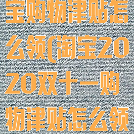 今年双十一淘宝购物津贴怎么领(淘宝2020双十一购物津贴怎么领取)
