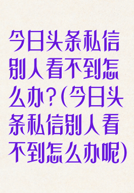 今日头条私信别人看不到怎么办?(今日头条私信别人看不到怎么办呢)