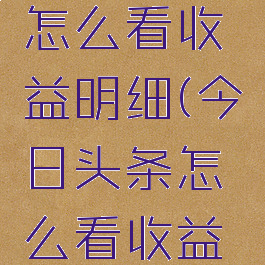 今日头条怎么看收益明细(今日头条怎么看收益明细记录)