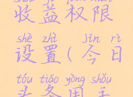 今日头条怎么开通收益权限设置(今日头条用手机怎么开通收益)