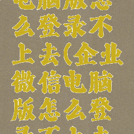 企业微信电脑版怎么登录不上去(企业微信电脑版怎么登录不上去了)