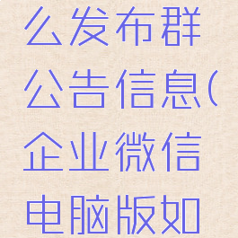 企业微信电脑版怎么发布群公告信息(企业微信电脑版如何发群公告)