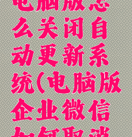 企业微信电脑版怎么关闭自动更新系统(电脑版企业微信如何取消自动登录)