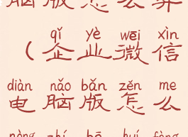企业微信电脑版怎么弄(企业微信电脑版怎么弄直播回放)