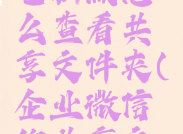 企业微信电脑版怎么查看共享文件夹(企业微信的共享文件在哪里)