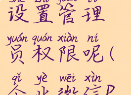 企业微信电脑版怎么设置管理员权限呢(企业微信pc管理员登录入口)