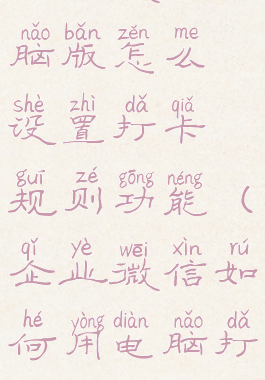 企业微信电脑版怎么设置打卡规则功能(企业微信如何用电脑打卡)