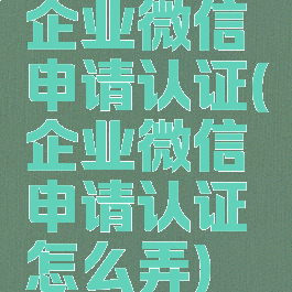 企业微信申请认证(企业微信申请认证怎么弄)