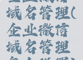 企业微信域名管理(企业微信域名管理怎么设置)