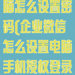 企业微信在电脑怎么设置密码(企业微信怎么设置电脑手机授权登录)