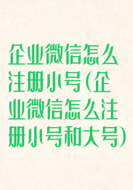 企业微信怎么注册小号(企业微信怎么注册小号和大号)