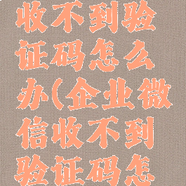 企业微信收不到验证码怎么办(企业微信收不到验证码怎么办理)