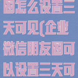 企业微信朋友圈怎么设置三天可见(企业微信朋友圈可以设置三天可见吗)