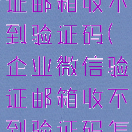 企业微信验证邮箱收不到验证码(企业微信验证邮箱收不到验证码怎么回事)