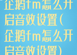 企鹅fm怎么开启音效设置(企鹅fm怎么开启音效设置)