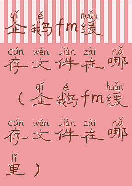 企鹅fm缓存文件在哪(企鹅fm缓存文件在哪里)