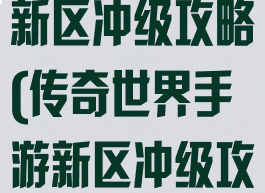 传奇世界手游新区冲级攻略(传奇世界手游新区冲级攻略视频)