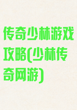 传奇少林游戏攻略(少林传奇网游)