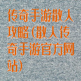 传奇手游散人攻略(散人传奇手游官方网站)