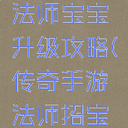 传奇手游法师宝宝升级攻略(传奇手游法师招宝宝列表)