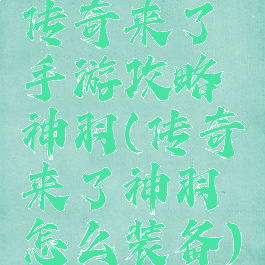 传奇来了手游攻略神羽(传奇来了神羽怎么装备)