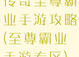 传奇至尊霸业手游攻略(至尊霸业手游专区)