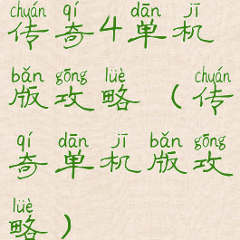 传奇4单机版攻略(传奇单机版攻略)