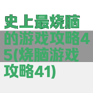 史上最烧脑的游戏攻略45(烧脑游戏攻略41)