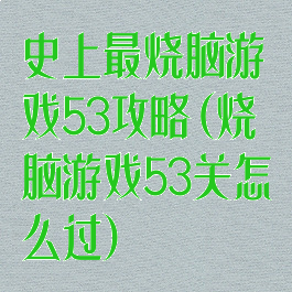 史上最烧脑游戏53攻略(烧脑游戏53关怎么过)