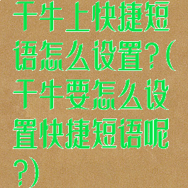 千牛上快捷短语怎么设置?(千牛要怎么设置快捷短语呢?)