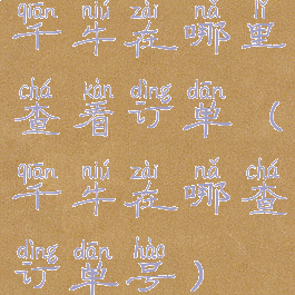 千牛在哪里查看订单(千牛在哪查订单号)