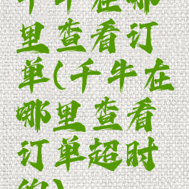 千牛在哪里查看订单(千牛在哪里查看订单超时的)