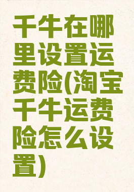 千牛在哪里设置运费险(淘宝千牛运费险怎么设置)