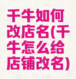 千牛如何改店名(千牛怎么给店铺改名)