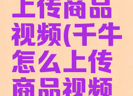 千牛怎么上传商品视频(千牛怎么上传商品视频教程)