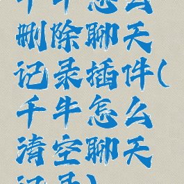 千牛怎么删除聊天记录插件(千牛怎么清空聊天记录)