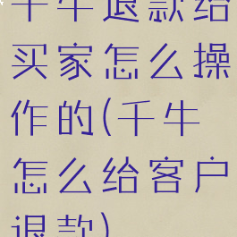 千牛退款给买家怎么操作的(千牛怎么给客户退款)
