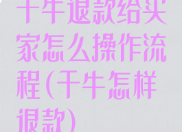 千牛退款给买家怎么操作流程(千牛怎样退款)