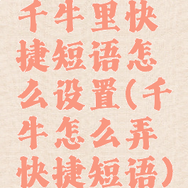 千牛里快捷短语怎么设置(千牛怎么弄快捷短语)