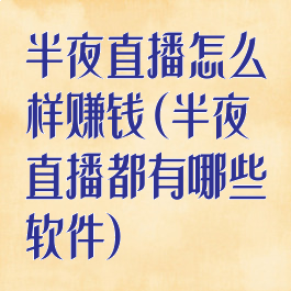 半夜直播怎么样赚钱(半夜直播都有哪些软件)