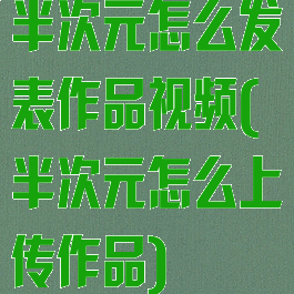 半次元怎么发表作品视频(半次元怎么上传作品)