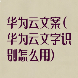 华为云文案(华为云文字识别怎么用)