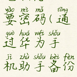 华为手机助手备份到电脑怎么要密码(通过华为手机助手备份到电脑的文件叫什么)