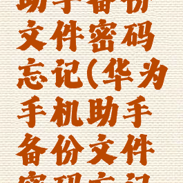 华为手机助手备份文件密码忘记(华为手机助手备份文件密码忘记了)