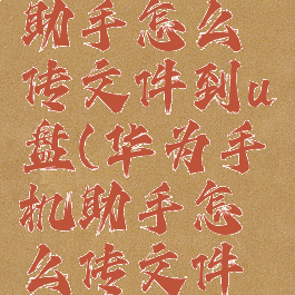 华为手机助手怎么传文件到u盘(华为手机助手怎么传文件到u盘里)