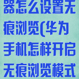 华为手机浏览器怎么设置无痕浏览(华为手机怎样开启无痕浏览模式)